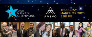 Banner from Avivo's 2023 Night of Champions event.