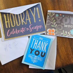 Image compilation of thank you cards sent by families who received Adopt-A-Family gifts from donors as part of Avivo’s Adopt-A-Family program.