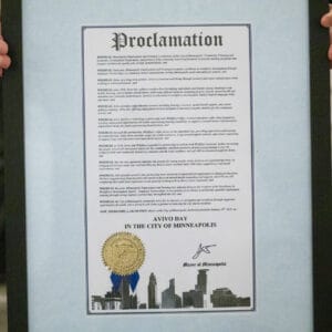 Mayoral Proclamation of Avivo Day in the City of Minneapolis.