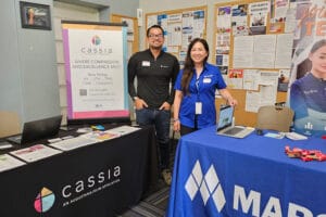 Sunny from Cassia and Joy from Marsden pose for a photo at a recent Avivo Career Fair.