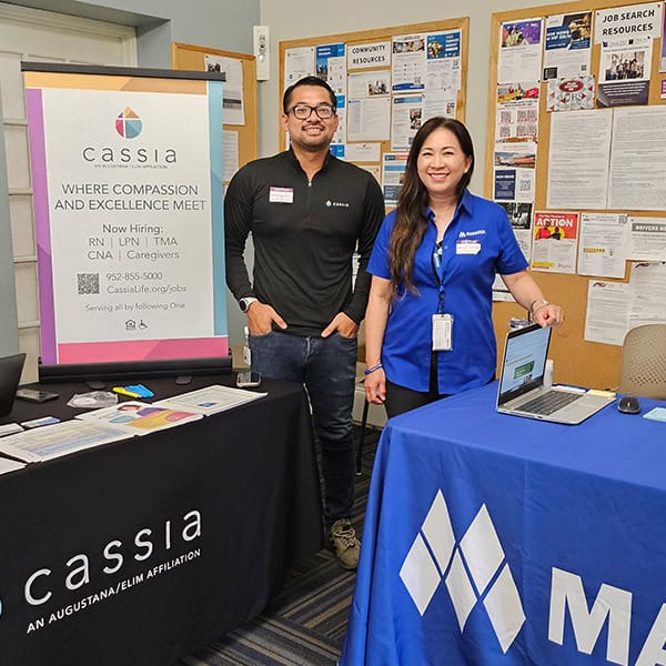 Sunny from Cassia and Joy from Marsden pose for a photo at a recent Avivo Career Fair.