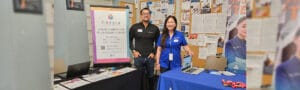 Banner image of two employers at a recent Avivo Career Fair.