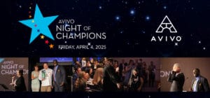 Decorative image with montage of Avivo Night of Champions photos, plus the event logo and date of the 2026 event, which is March 13.
